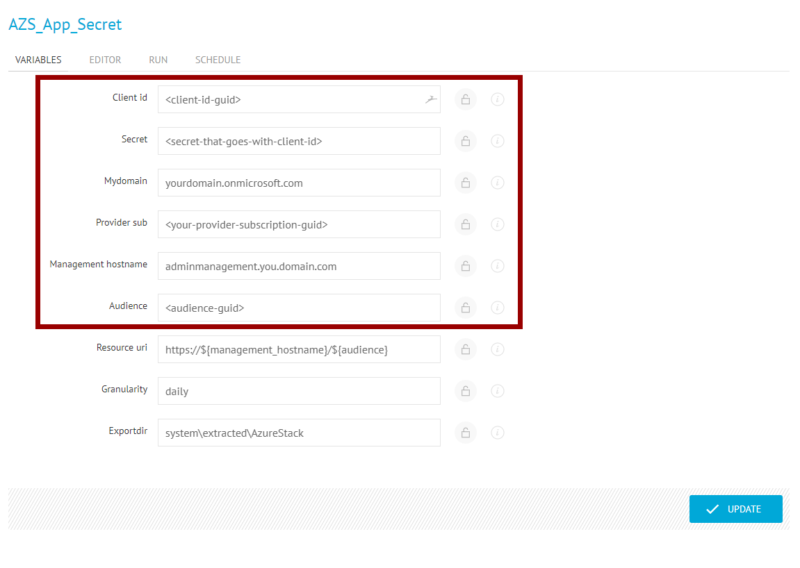 Azure Stack Variables